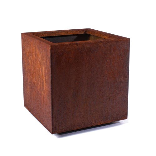 Pot Cube en acier Corten - VERADEK - Corten Steel